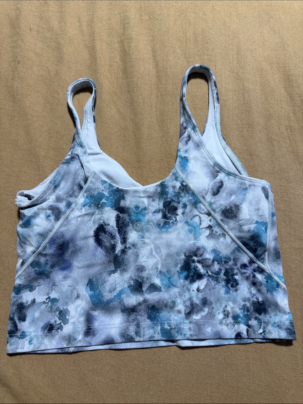 Lululemon Blue Watercolor Print Scoop-Neck Bodysuit Tank